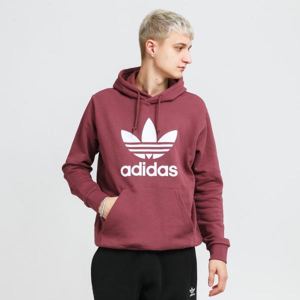 Mikina adidas Originals Trefoil Hoody vínová / bílá
