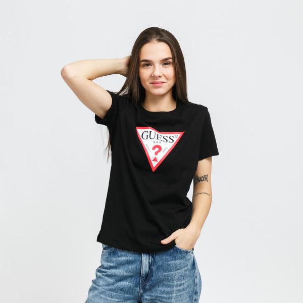 Tričko GUESS W Triangle Logo Tee Black XS