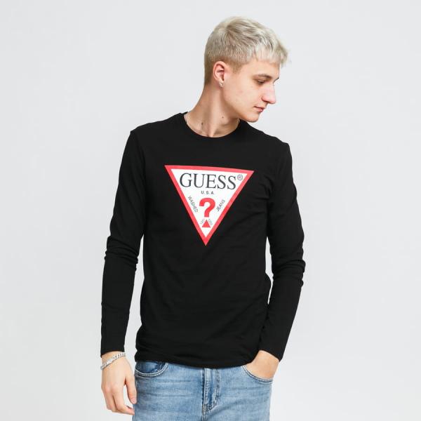 GUESS M Triangle Logo LS Tee Black