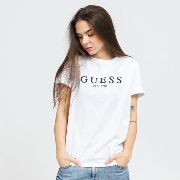 Dámské tričko GUESS W Roll Cuff Tee White