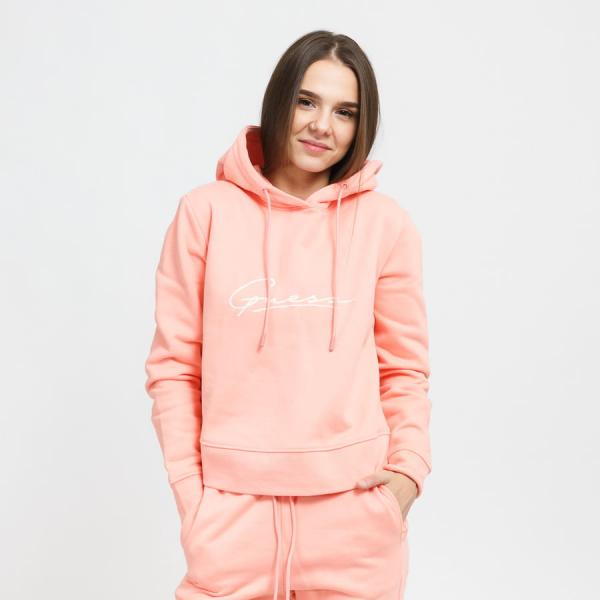 Dámská mikina GUESS W Front Logo Hoodie Pink