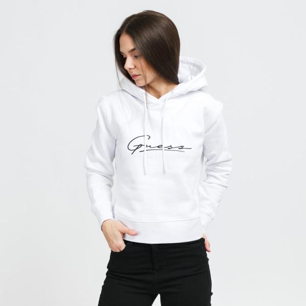 Dámská mikina GUESS W Front Logo Hoodie bílá