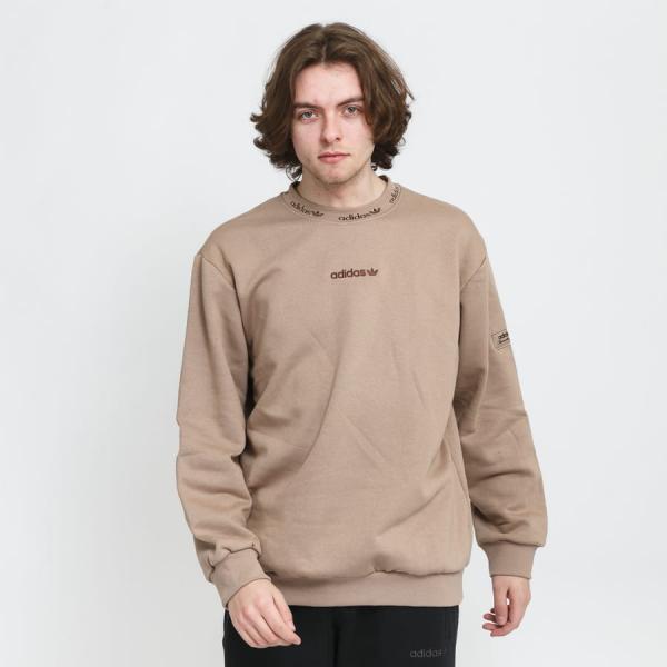 Mikina adidas Originals Trefoil Linear Crew Beige