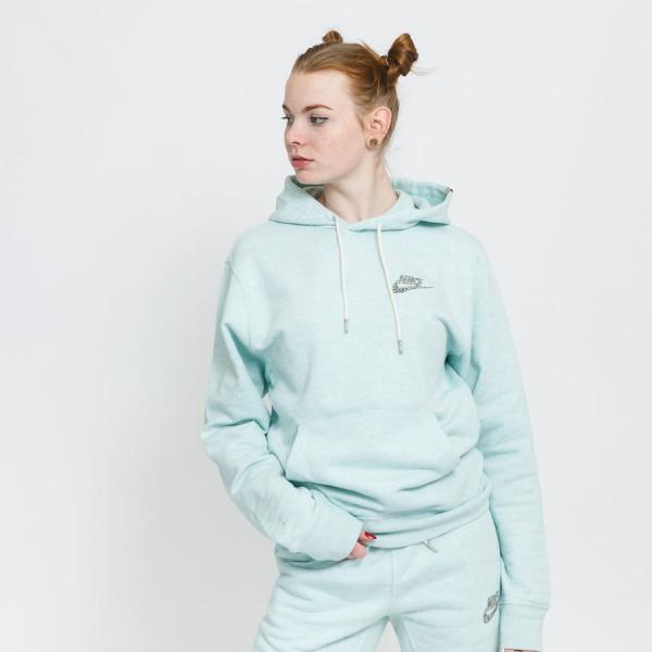 Mikina Nike M NSW Revival Fleece PO Hoodie melange mentolová
