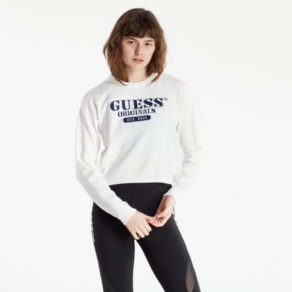GUESS Front logo sweater White