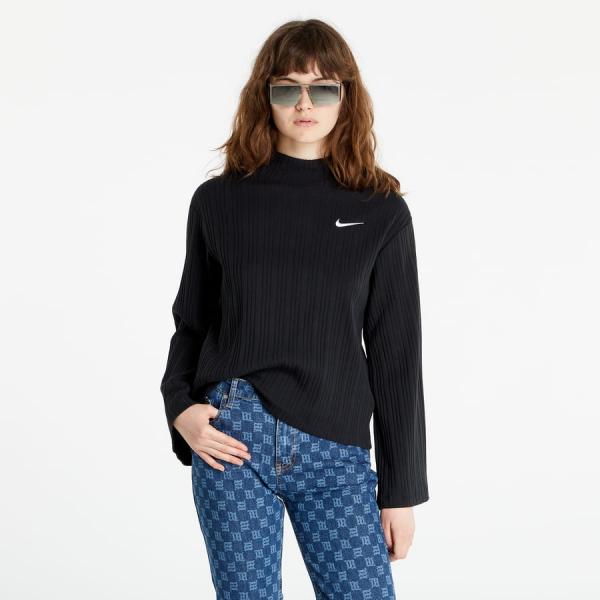 Dámské tričko s dlouhým rukávem Nike Women's Ribbed Jersey Long-Sleeve Top Black