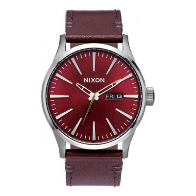 Nixon Sentry Leather Gunmetal/ Deep Burgundy