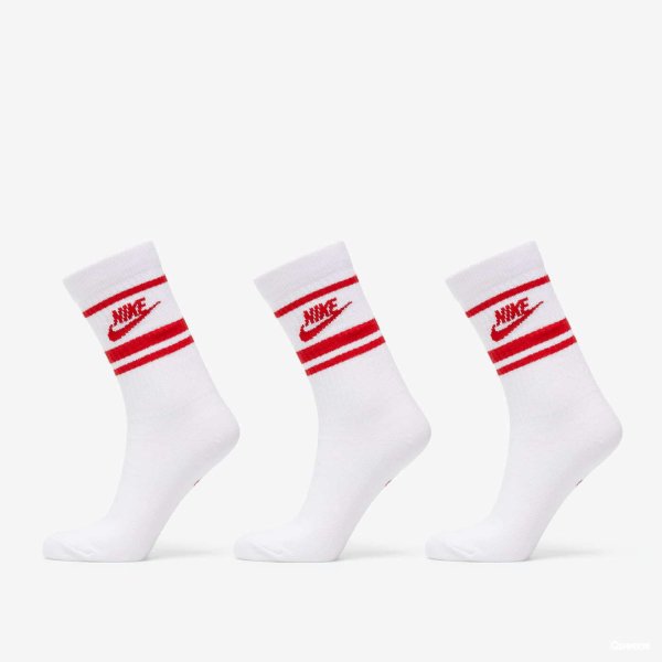 Ponožky Nike NSW Everyday Essential Crew Socks 3-Pack White/ Red XL