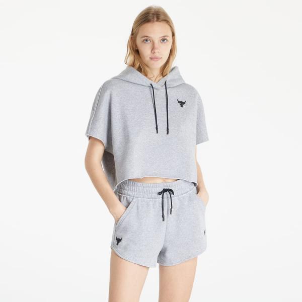 Under Armour Project Rock Short Sleeve Fleece Hoodie Grey