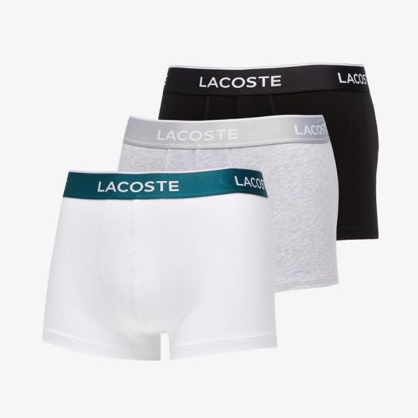 Boxerky LACOSTE Casual Black Trunks 3-Pack White/ Black/ Grey S