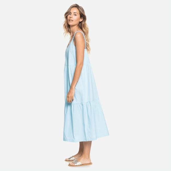 Šaty Roxy Waiting Line Tiered Midi Dress modré