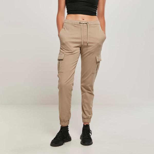 Kalhoty Urban Classics Ladies High Waist Cargo Comfort Jogging Pants Beige M