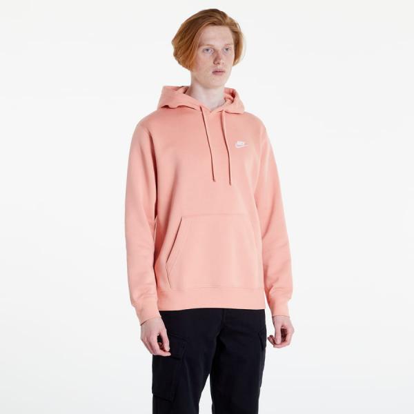 Mikina Nike NSW Club Hoodie Pullover Brushed Back Lt Madder Root/ Lt Madder Root/ White S