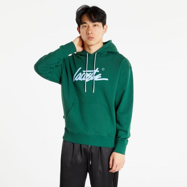 Mikina LACOSTE L!VE Loose Fit Cotton Hoodie Green
