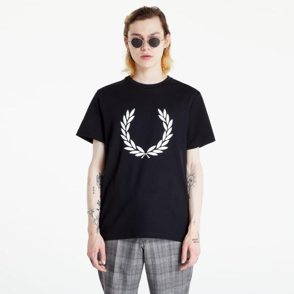 Pánské tričko FRED PERRY Flock Laurel Wreath Tee černé