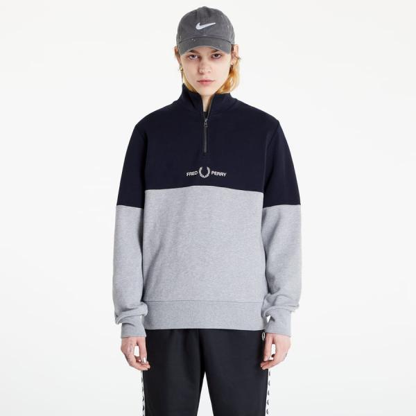 Mikina FRED PERRY Colourblock Half Zip Sweatshirt černá/šedivá