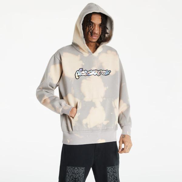 Mikina PLEASURES Decay Hoodie Bleach Dye béžové