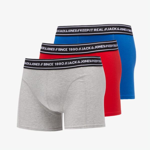 Jack & Jones Ceddie Trunks Boxershorts 3-Pack šedé / červené / modré