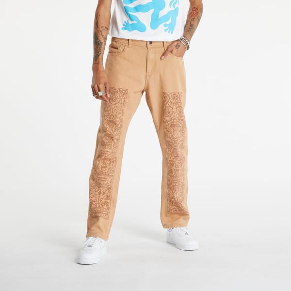 Kalhoty PLEASURES Friction Work Pant hnědé