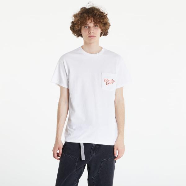 Tričko Thank You Skateboards Logo Pocket Tee White L