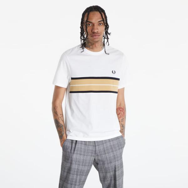 Tričko s krátkým rukávem FRED PERRY Tramline Panel T-shirt bílé