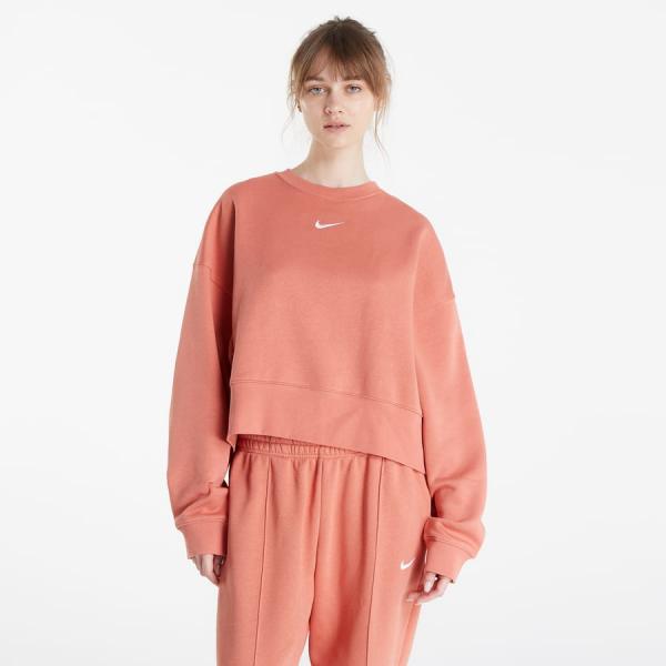 Mikina Nike Sportswear Collection Essentials Oversized Fleece Crew Sweatshirt Red XS