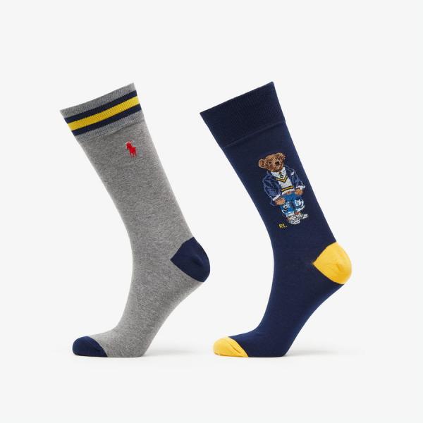 Ponožky Polo Ralph Lauren Preppy Bear Socks 2-Pack šedivé/ navy