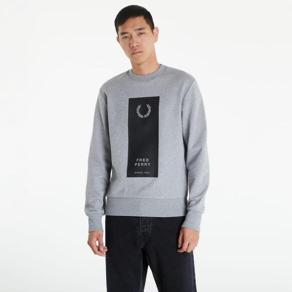 Mikina FRED PERRY Block Print Sweatshirt šedá