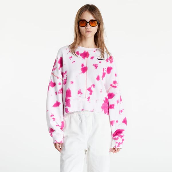 Mikina Nike Sportswear Women's Oversized Fleece Tie-Dye Crew Sweatshirt Pink L