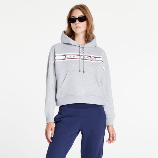 Tommy Hilfiger Signature Tape Drawstring Hoodie Grey