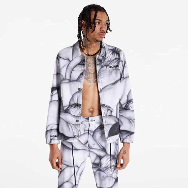 Podzimní bunda PLEASURES Orgy Denim Coaches Jacket šedá
