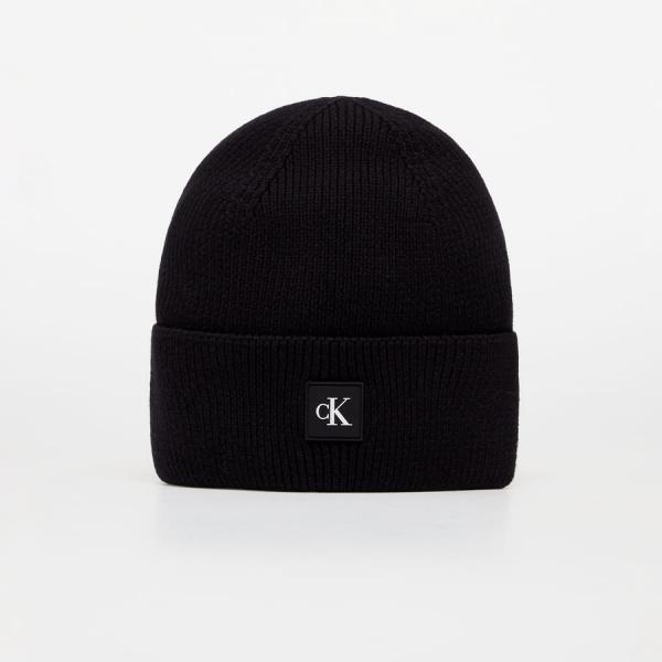 Kulich CALVIN KLEIN JEANS Monogram Rubber Patch Beanie Black