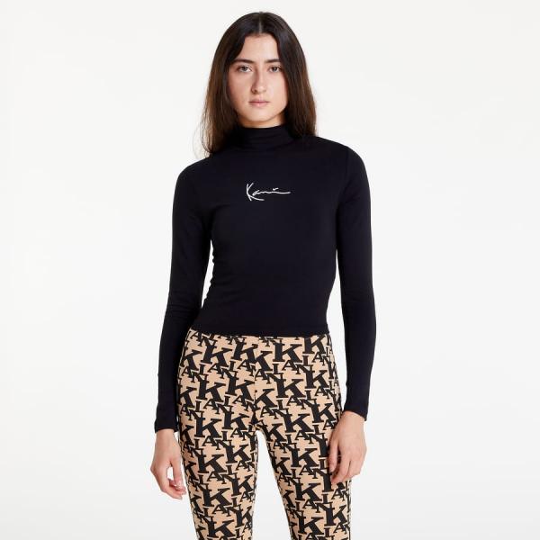 Dámský top Karl Kani Small Signature Turtle Neck Crop Top Long Sleeve Black