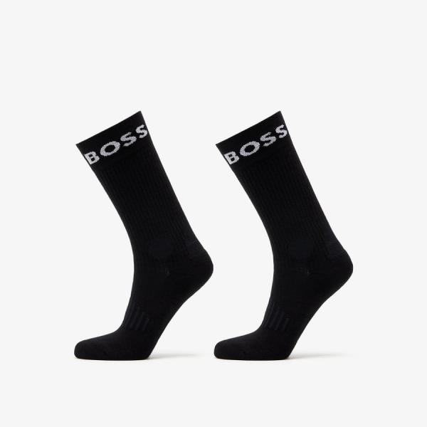 Ponožky Hugo Boss 2-Pack of Quarter-Length Socks in Stretch Fabric Černé 9-11
