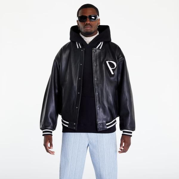 Kožená bunda PREACH Leather Varsity Jacket Černá