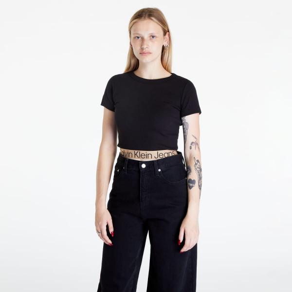 CALVIN KLEIN JEANS Timeless Camel Logo Tape T-Shirt Black