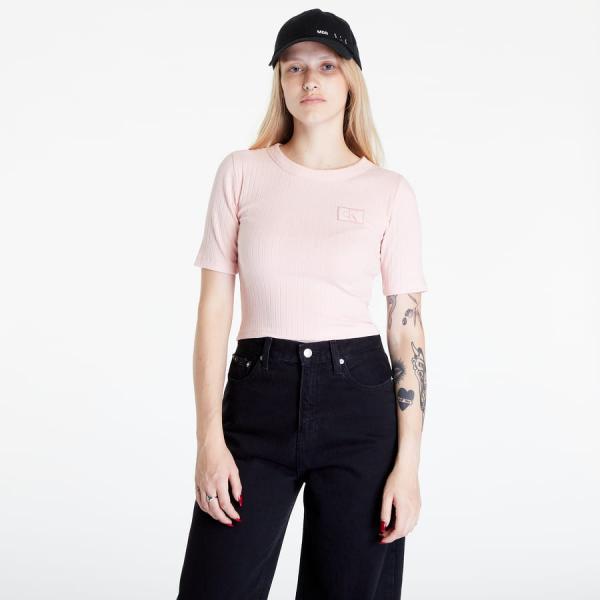 CALVIN KLEIN JEANS Badge Slim Rib Short T-Shirt Pink