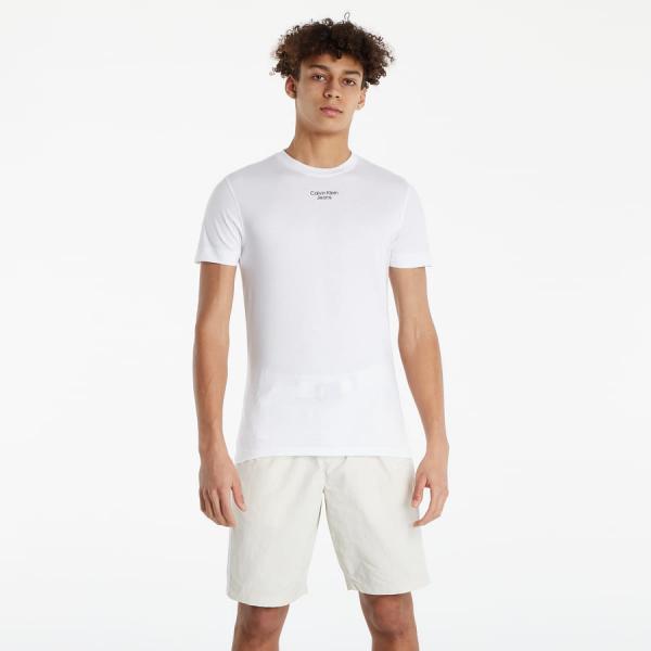 Tričko s krátkým rukávem CALVIN KLEIN JEANS Stacked Logo T-Shirt White