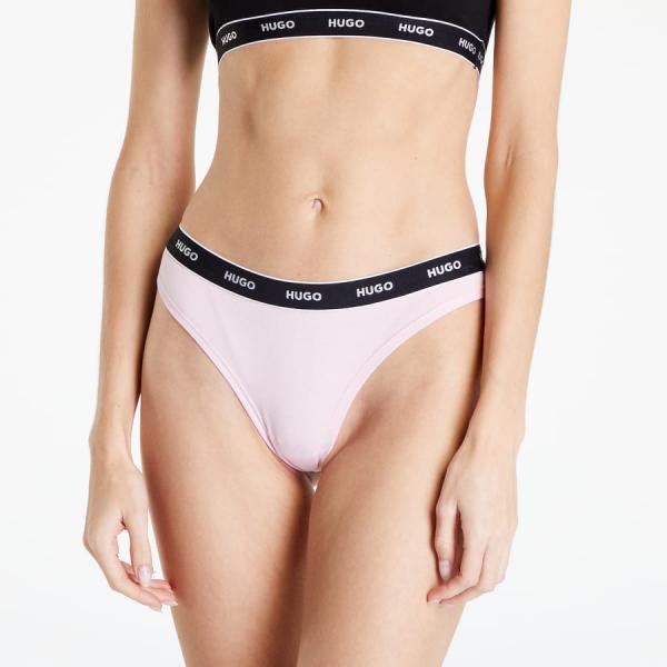 Kalhotky Hugo Boss 3-Pack Of Logo Waistband Thongs Pink/ Red