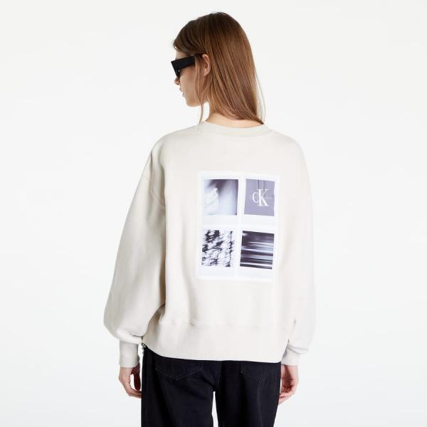 Mikina Calvin Klein Back Polaroid Label Sweatshirt Cream L