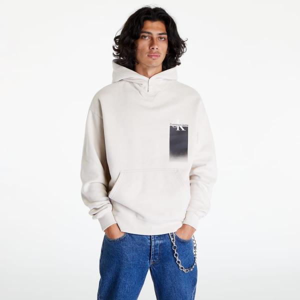 Calvin Klein Relaxed Colour Block Hoodie Black/ Coral Orange