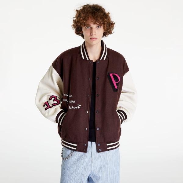 Bunda PREACH Patched Varsity Jacket Brown/ Creamy L