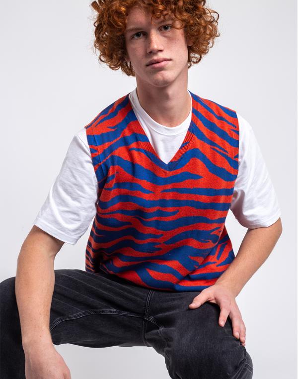 Stüssy Tiger Printed Sweater Vest red M