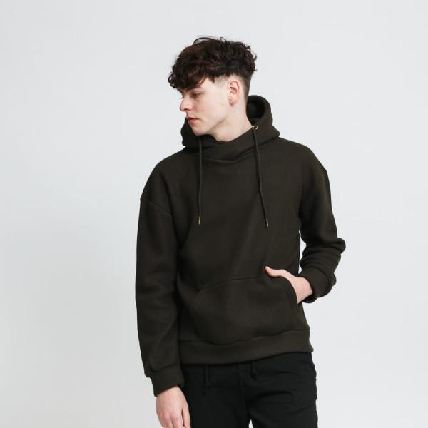 Mikina Urban Classics Polar Fleece High Neck Hoody Green