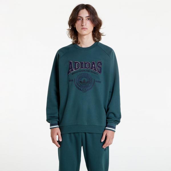 adidas Originals Fleece Varsity Crewneck Sweatshirt Mineral Green