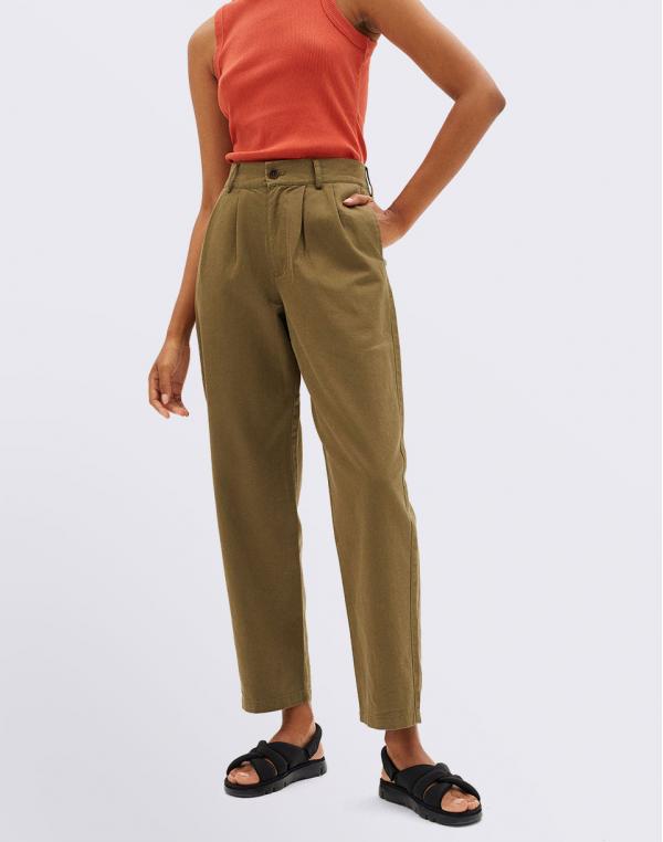 Thinking MU Green Hemp Rina Pants MILITAR XS