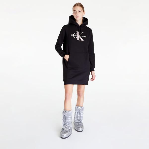 Šaty CALVIN KLEIN JEANS Hoodie Dress Black