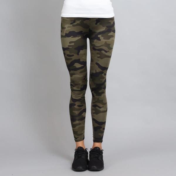 Legíny Urban Classics Ladies Camo Leggings Camo Green XS