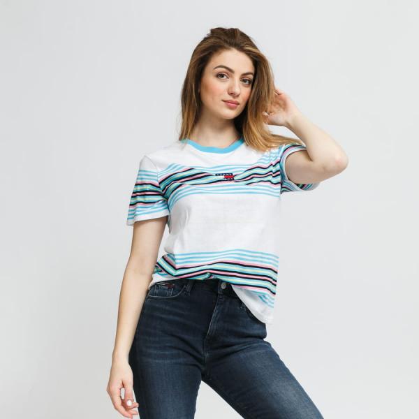 Dámské tričko TOMMY JEANS W Regular Center Badge Stripe Tee White