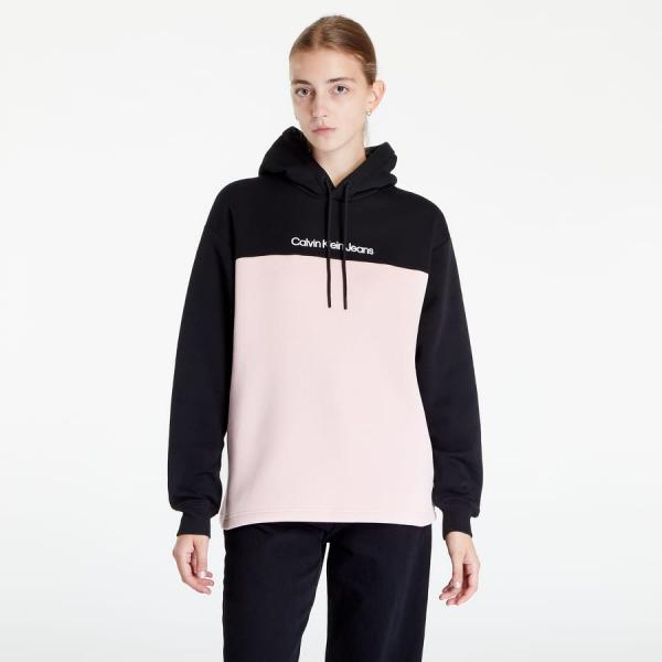 Dámská mikina CALVIN KLEIN JEANS Sweatshirt Hoodie Černá/Růžová